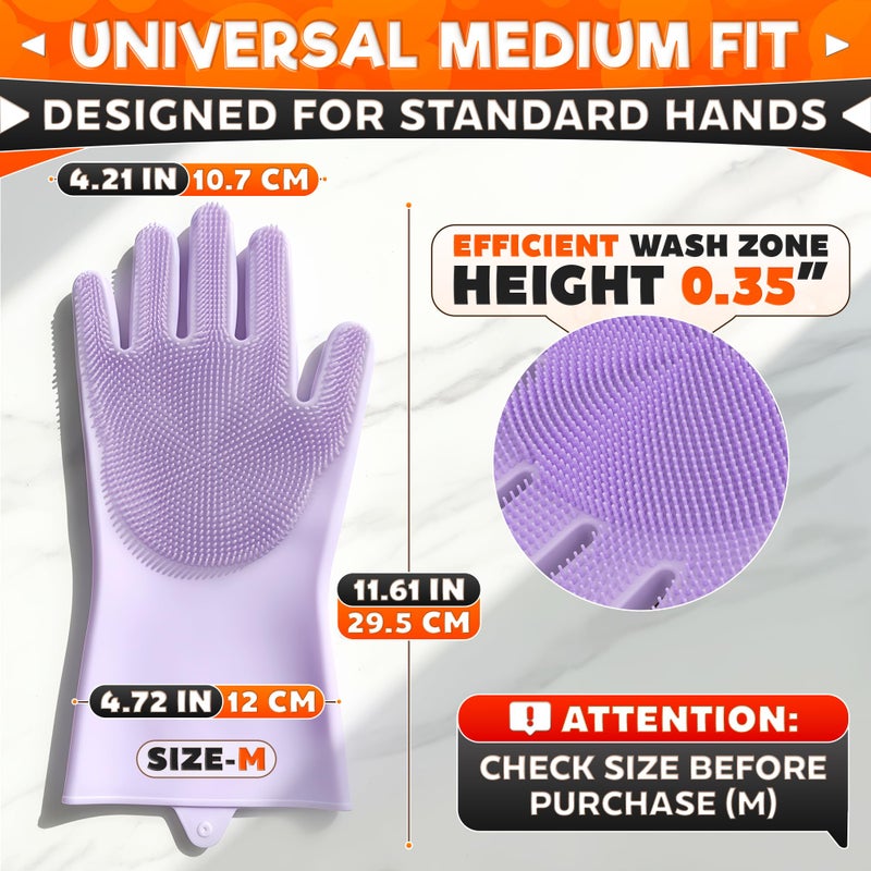 ALPENKOK Silicone Dish Gloves with Scrubbers â€“ Thick Tear-Resistant Dishwashing Gloves â€“ Reusable and Long-Lasting for Multi-Purpose Use, Durable and Strong for Washing Dishes, Kitchen Cleaning & Daily Chores - Image 2